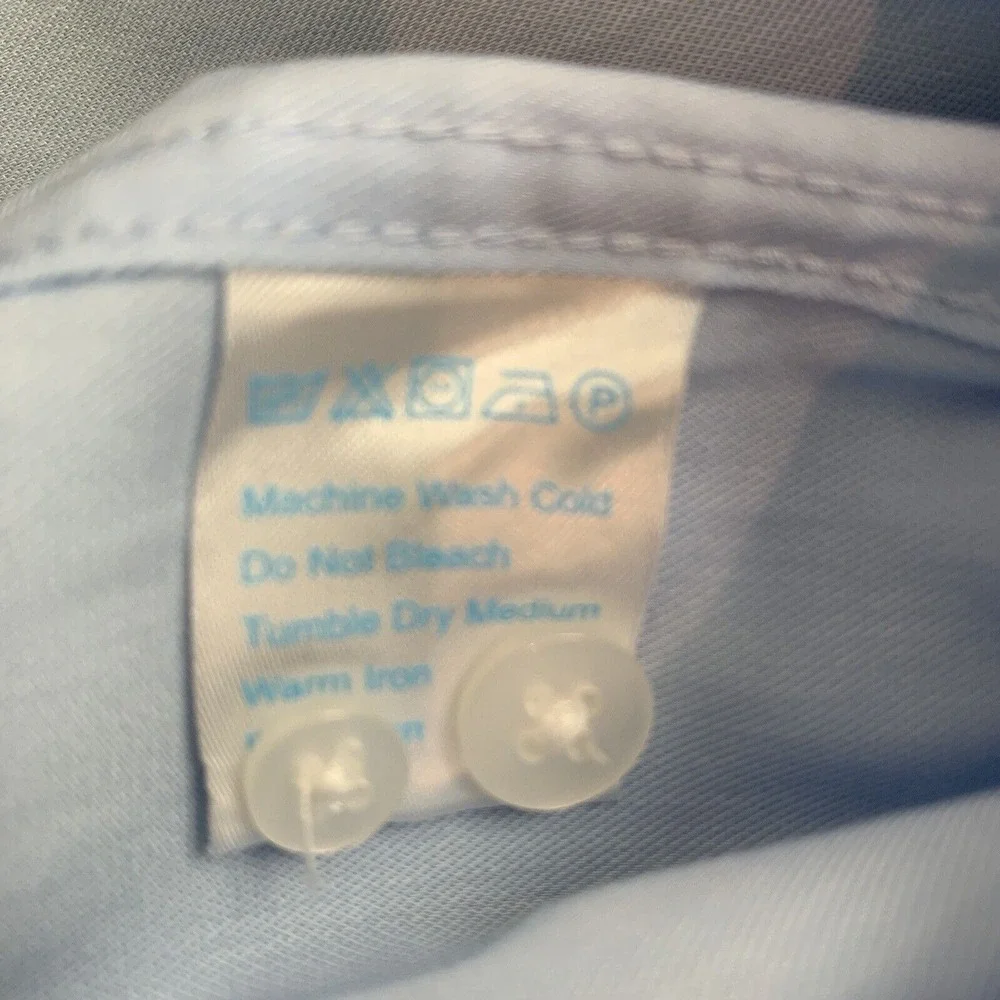 Twillory Mens Blue Performance Athletic button long sleeve 17/34-35 small tear - Picture 9 of 9